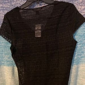 Banana Rep. Sexy lace, cap-sleeve black shirt